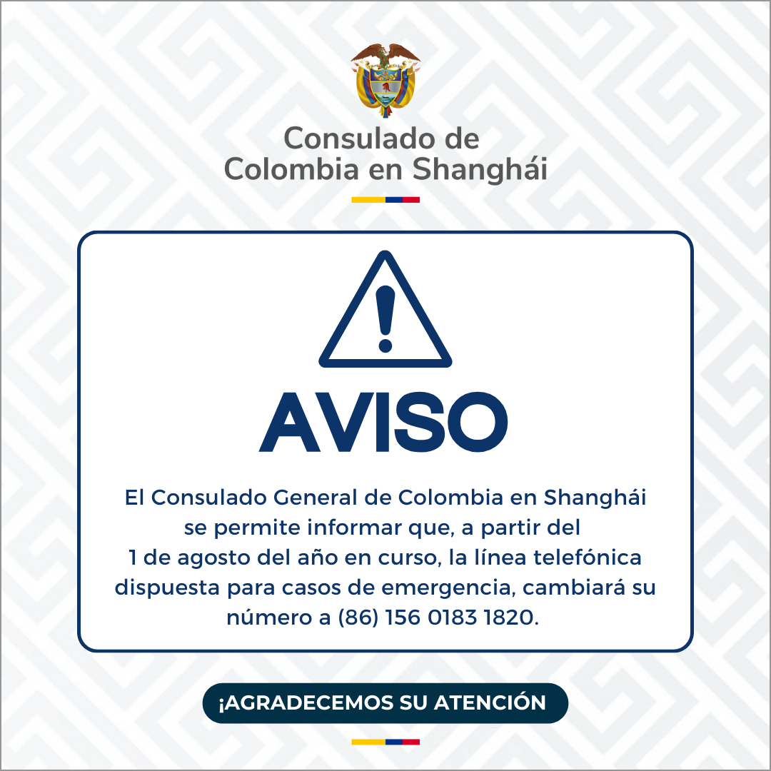 Cambio teléfono de emergencias en Consulado en Shanghái